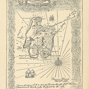 Ancienne carte de l'île au trésor (1915) vintage Pirate Story Atlas numérique Image en téléchargement