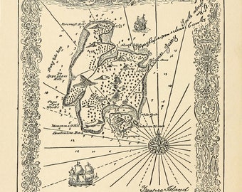 Old Treasure Island Map (1915) Vintage Pirate Story Atlas Digital Image Download