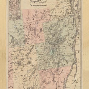 Vintage Adirondack Mountains Karte Digitaler Bilddownload