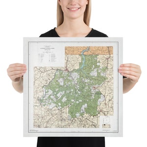Allegheny National Forest Karte (1974) Pennsylvania Nature Reserve Atlas Poster