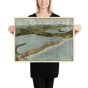 Alte Mission Strand CA Karte (1915) Vintage San Diego California Küsten Nachbarschaft Atlas Poster