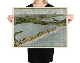 Alte Mission Strand CA Karte (1915) Vintage San Diego California Küsten Nachbarschaft Atlas Poster
