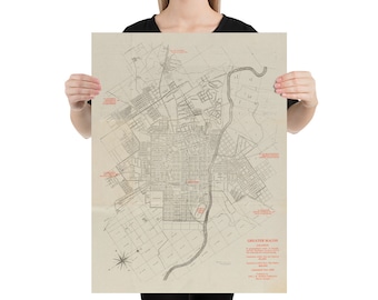Stara mapa Macon GA (1923) Plakat z atlasu Heart of Georgia Vintage