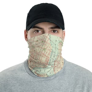 Old New York City & Brooklyn NY Map Face Mask (1897) NYC Street Atlas Neck ganger