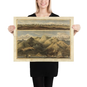Carte des montagnes de l’ancienne Écosse (1832) Affiche vintage de la topographie écossaise et de l’atlas d’élévation