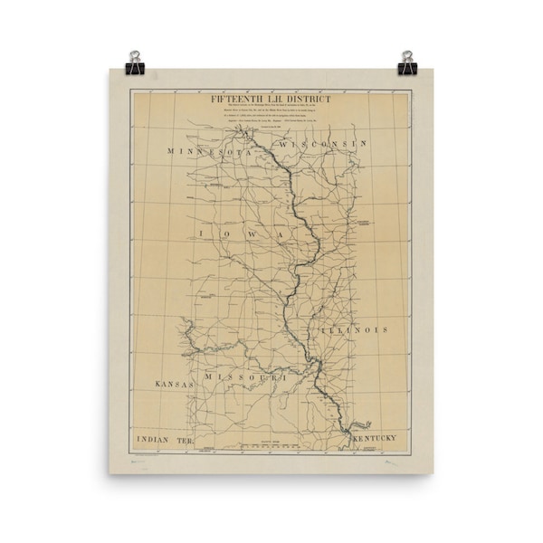 Old Mississippi River Lighthouse Map (1898) Vintage Great Muddy Atlas Poster