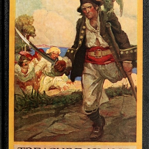 Treasure Island PDF Book with Illustrations - Pirate Artwork Collection Digital Download