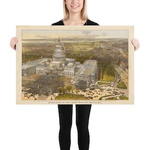 Old Washington DC & Capitol Hill Map (1877) Rutherford B Hayes Inauguratie Vintage Artwork Poster