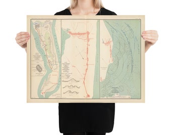 Old Second Battle of Fort Fisher Map (1895) Vintage American Civil War Siege Atlas Poster