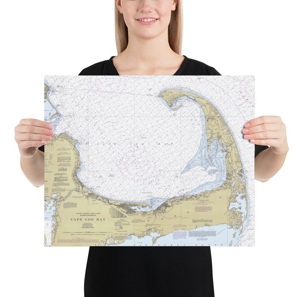 Cape Cod Bay Map (1996) Nautical Massachusetts Coast Chart Poster - Etsy