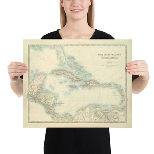 Alte karibische Inseln Karte (1912) Vintage West Indien nautischen Chart Poster