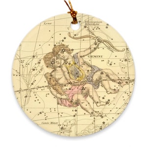 Alte Zwillinge Sternzeichen Karte (1822) Vintage Astrologie Ornamente