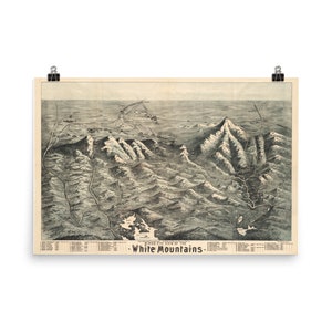 White Mountains of NH Karte (1890) North Country Mountains Atlas Poster