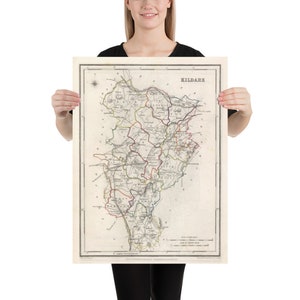 オールド カウンティ キルデア アイルランド地図 (1846 年) ショート グラス カウンティ アイルランド地域地図帳ポスター