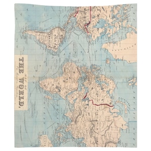Vintage World Map Tapestry (1876) Atlas detallado