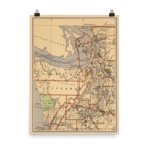Pôster Old Puget Sound Map (1876) Vintage Pacific Northwest Inlet Atlas
