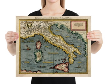 Old Italy Map (1588) Vintage Italia Atlas Poster