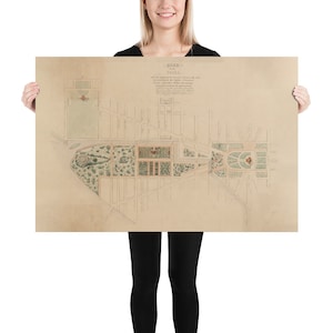 Old Washington DC Mall Carte (1841) vintage Capitol Grounds National Park Atlas Affiche