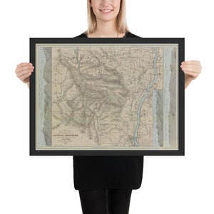Alte Catskill Mountains Karte (1879) Vintage Upstate New York Berg range Atlas gerahmt Poster