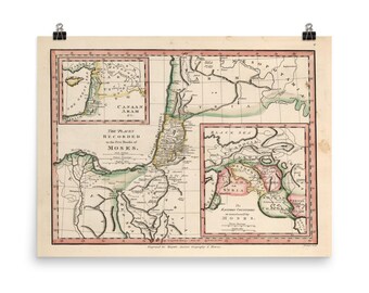 Vecchio Mosè & Exodus Route Mappa (1815) Vintage Bibbia Atlas Poster