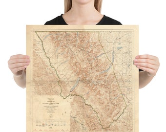 Alte Gletscher-Nationalpark Karte (1927) Vintage Montana Reserve Atlas Poster
