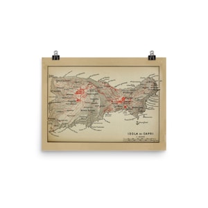 Old Capri Italy Map (1903) Vintage Tyrrhenian Sea Island Atlas Poster