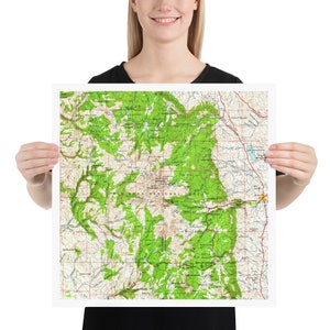 Old Bighorn National Forest Map (1962) vintage Wyoming Woodland Reserve Atlas Poster