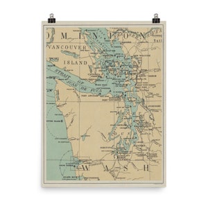 Mapa del faro de Puget Sound de época (1898) Atlas de entrada del estado de Washington Póster