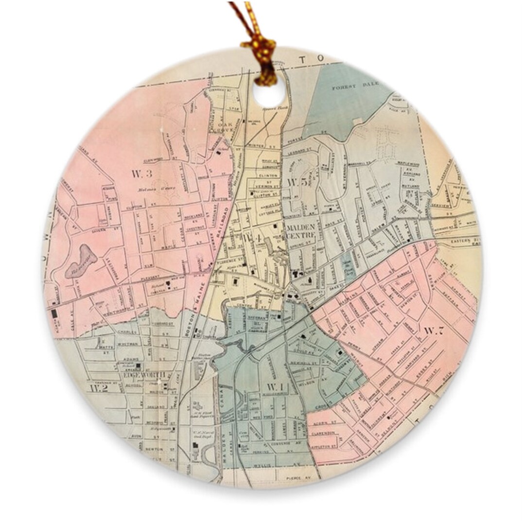 Old Malden MA Map 1890 Vintage Massachusetts City Atlas Ornaments Etsy