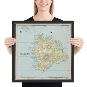 Alte Hawaii Island Karte (1901) Vintage Big Island Atlas gerahmt Poster