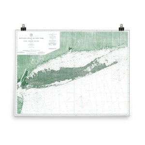 Mapa de Long Island (1899) Cartel de la Tabla de Navegación Náutica Antigua