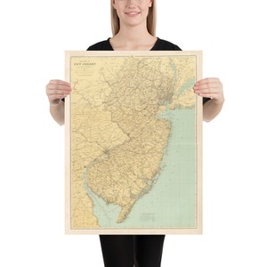 Antiguo mapa de Nueva Jersey (1888) Vintage Garden State Atlas Poster