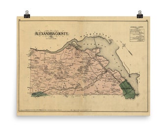 Old Alexandria County VA Map (1878) Vintage Alexandria & Arlington Atlas Poster