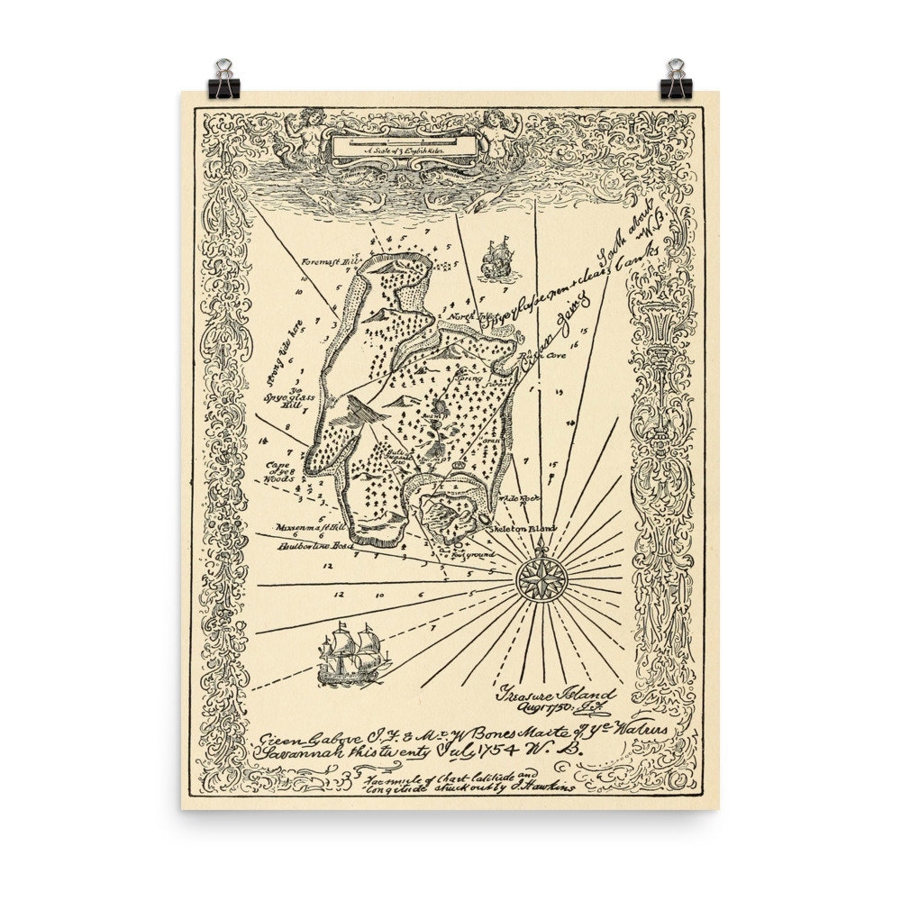 Old Treasure Island Map 1915 Vintage Pirate Story Atlas - Etsy