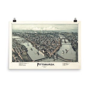 Mapa de Pittsburgh PA (1902) Cartel del Atlas de Perspectiva de Ojos de Pájaro