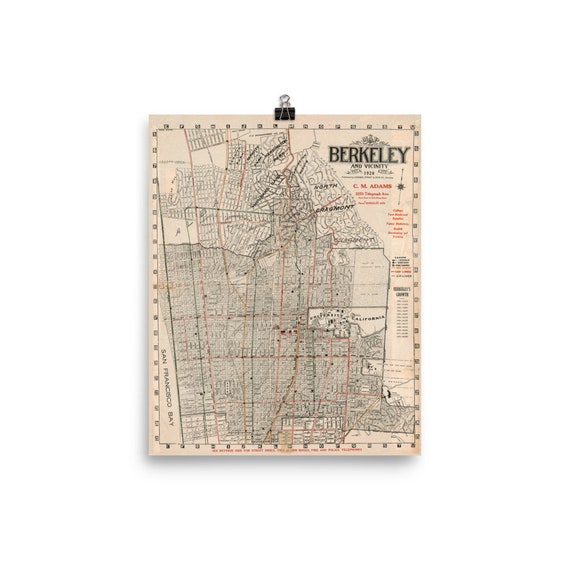 Map Of Berkeley Ca Berkeley Ca Kaart 1920 Oude San Francisco Bay City Atlas | Etsy België