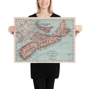 Alte Nova Scotia Kanada Karte (1925) Vintage kanadische Provinz Atlas Poster