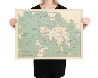 Old Hong Kong Map (1866) Vintage Poster