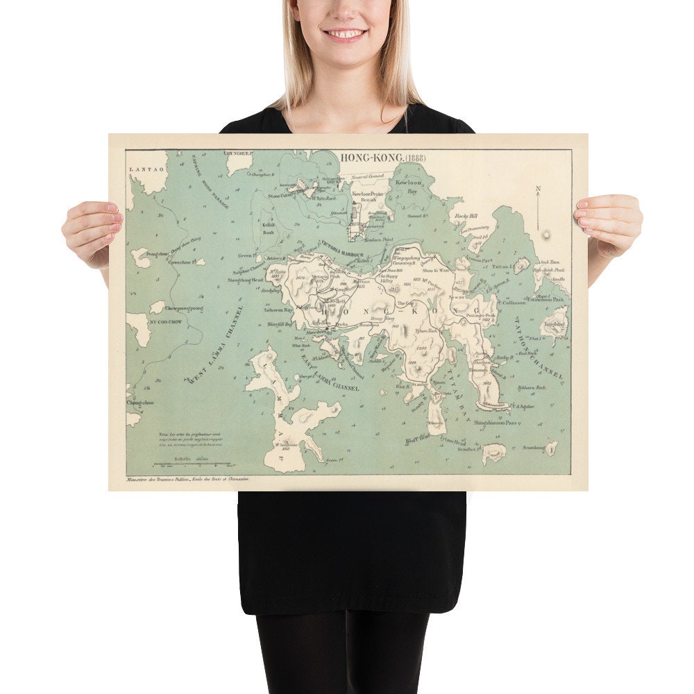 Old Hong Kong Map (1866) Vintage Poster