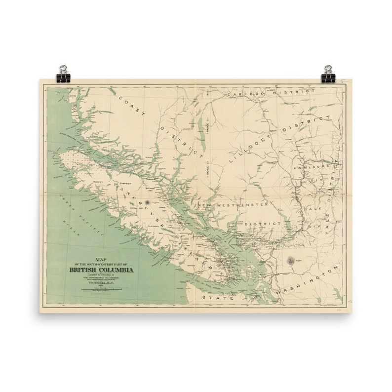 Old Vancouver Island Map 1892 Vintage British Columbia Atlas Poster image 1