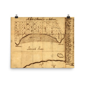 Old Town Alexandria VA Kaart (1749) Vintage George Washington Survey Poster