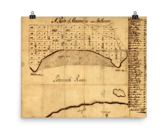 Old Town Alexandria VA Map (1749) Vintage George Washington Survey Poster