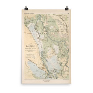 Alte alte Babylon Ruinen Karte (1874) Vintage Mesopotamien Zivilisation Atlas Poster