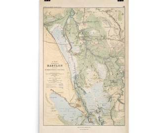 Old Ancient Babylon Ruins Map (1874) Vintage Mesopotamia Civilization Atlas Poster