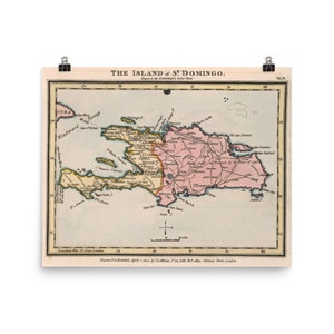 Alte Hispaniola Insel Karte (1802) Vintage Haiti & Dominikanische Republik Atlas Poster