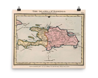旧イスパニョーラ島地図（1802年）ハイチとドミニカ共和国の