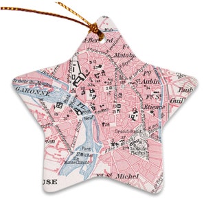 Mapa de Old Toulouse Francia (1900) Ornamentos vintage de Tolosa City & Street Atlas