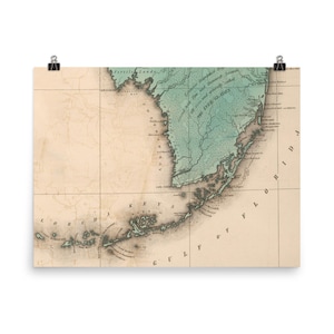 Florida Keys kaart (1883) Vintage nautische Atlas poster