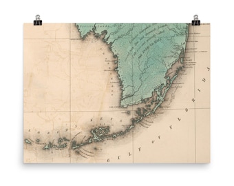 Florida Keys Map (1883) Vintage Nautical Atlas Poster