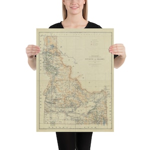Old Idaho Map (1891) vintage Potato State Atlas Poster